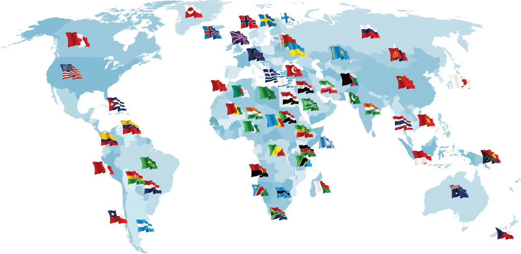 World's Geography Flags-Currencies-Coordinates